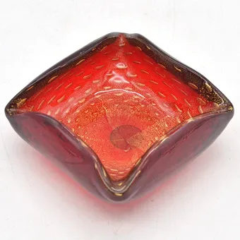 ARCHIMEDE SEGUSO。穆拉诺设计师碗，工作室玻璃，金箔，bullicante，意大利，约1960年代，带工作室标签。