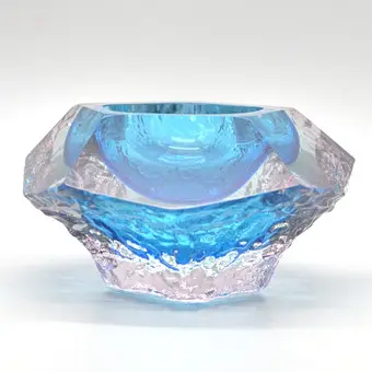 Alessandro Mandruzzato. Murano-glas, designskål, studioglas, frostet design, Italien, omkring 1960'erne.