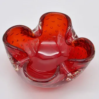 穆拉诺玻璃碗，工作室玻璃，Sommerso与Bullicante，意大利，约1950年。
