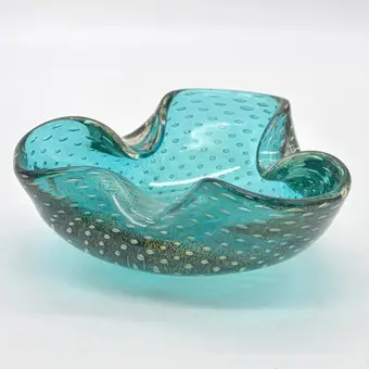 ARCHIMEDE SEGUSO. MURANO GLASSKÅL, FLERLAGS STUDIOGLAS, GULDBLAD, SOMMERSO OG BULLICANTE, ITALIEN, CA. 1950.