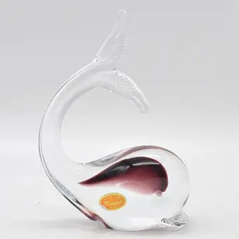 ARCHIMEDE SEGUSO. FISK, SKULPTUR, MURANO STUDIOGLAS, SOMMERSO, ITALIEN, OMKRING 1950, MED STUDIOETIKET.
