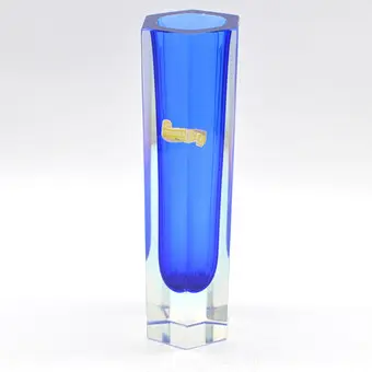 Alessandro Mandruzzato. Murano designervase, studioglas, blokform, sekskantet, sommerso, Italien, omkring 1960.