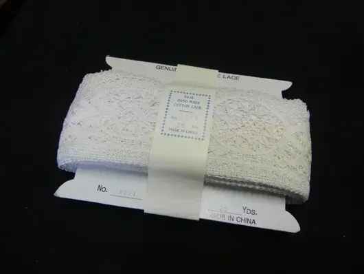 Lote de encaje de algodón, blanco, hecho a mano