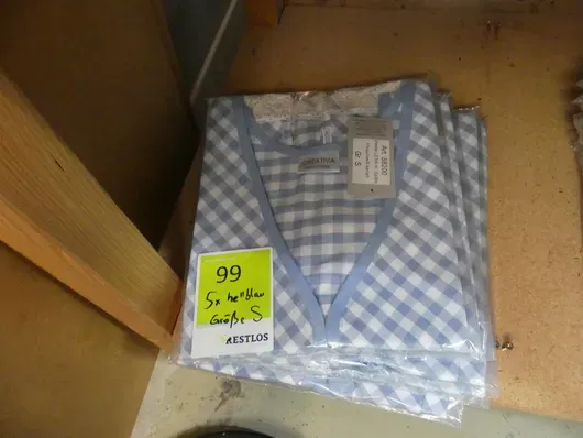 5x vest LENA med knipling blå/hvid ternet, str. S