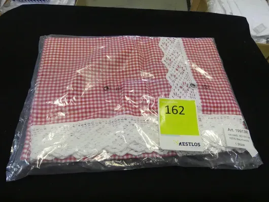 钩花蕾丝窗帘,红白色,100%棉