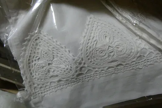 Lote de textil con encaje de ganchillo, 100% algodón