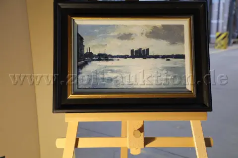 1 maleri "Looking into the light, Mid Stream at Battersea"