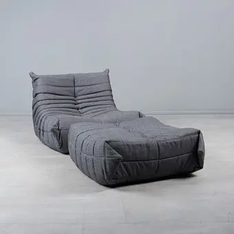Michel Ducaroy. Ligne Roset، كرسي / كرسي استرخاء مع مسند قدمين، طراز 'Togo'، قماش نسيجي، تصميم 1973، فرنسا. (2).