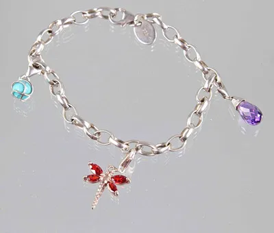 Bracciale con ciondoli, argento 925.