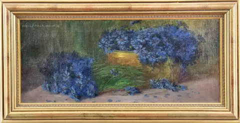 BECKER-LEBER, SOPHIA. Kornblomsterstilleben, 1909, olie på lærred.