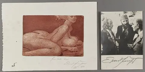 FUCHS, ERNST. „Kleine Sphinx“, 1966, Aquatintaradierung auf Bütten.