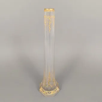 细长玻璃花瓶，金色装饰——可能为波希米亚，19世纪末/20世纪初