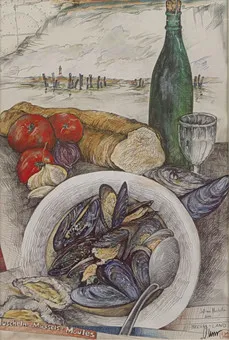 WEST, OLE。《Lass uns Muscheln essen》，纸上彩色胶印，手签。
