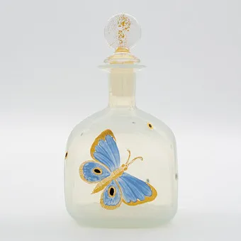 香水瓶配相配玻璃瓶塞，“Salir Murano” / Buccellati，手绘，蝴蝶图案。