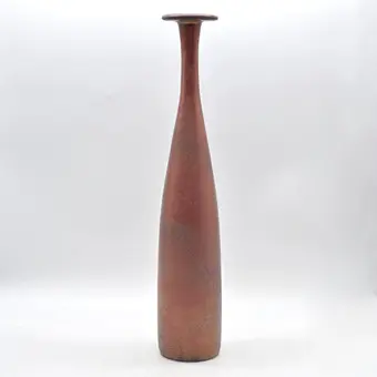 Designervase, stentøj, metallisk effektglasur, baseballbat-form, slutningen af det 20. århundrede.