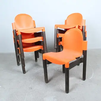 GERD LANGE. a THONET számára. Halmozható karfás székek készlete, 'Flex 2000' modell, 1980-as évek.