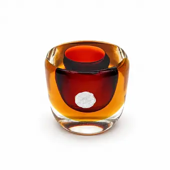 Flavio Poli glasskål glassbeholder Murano Italia 1950-1970 brun transparent 6,5 cm