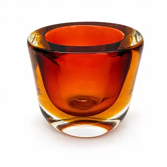 Flavio Poli glasskål glasbeholder Murano Italien 1950-1970 brun transparent 7,5 cm.