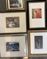 5 幅仿克劳德·莫奈、O. 莫德松等艺术印刷品，均装裱良好/玻璃，框尺寸约 31,5x24 厘米至 20x16 厘米