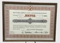 装框的1921年“Richard Oswald Film”股票，框/玻璃，框尺寸34x25.5厘米
