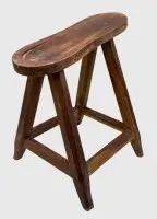 Gammel træskammel, snedkerarbejde, muligvis skopudser eller skomager?, højde 41 cm, 34x11,5 cm