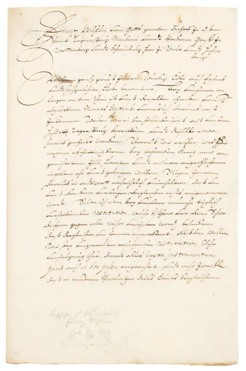 Franz Wilhelm von Wartenberg. Biskop af Osnabrück – "Frantz Wilhelm von Gottes Gnaden Bischoff zu Oßnabrück ... Bey dem fernen anlangen…