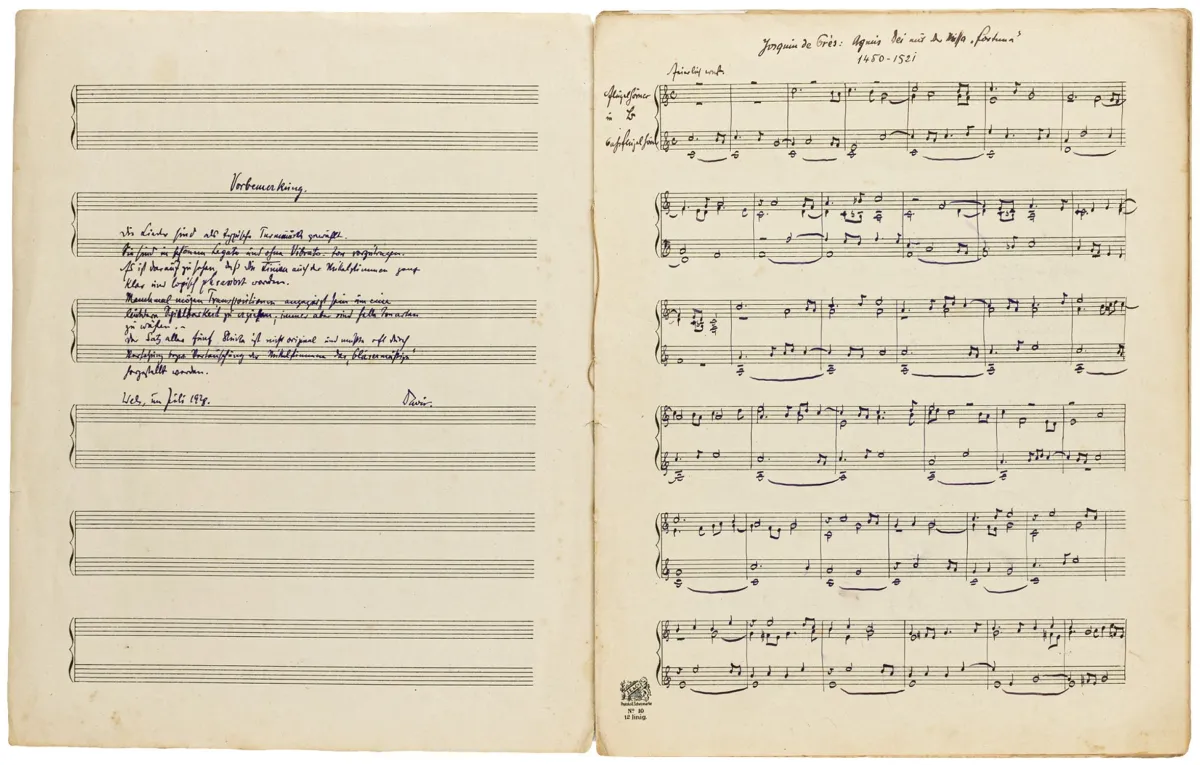音乐 – David, Hans Walter。塔楼音乐，为两支高音和低音翼号改编。亲笔音乐手稿，带双重…
