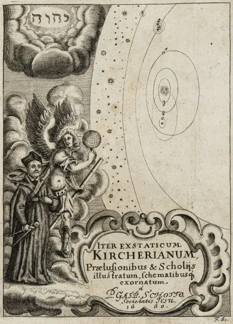 Astronomi – Kircher, Athanasius. Iter extaticum coeleste, quo mundi opificium, id est, coelestis expansi, siderumque; tam errantium, quam…