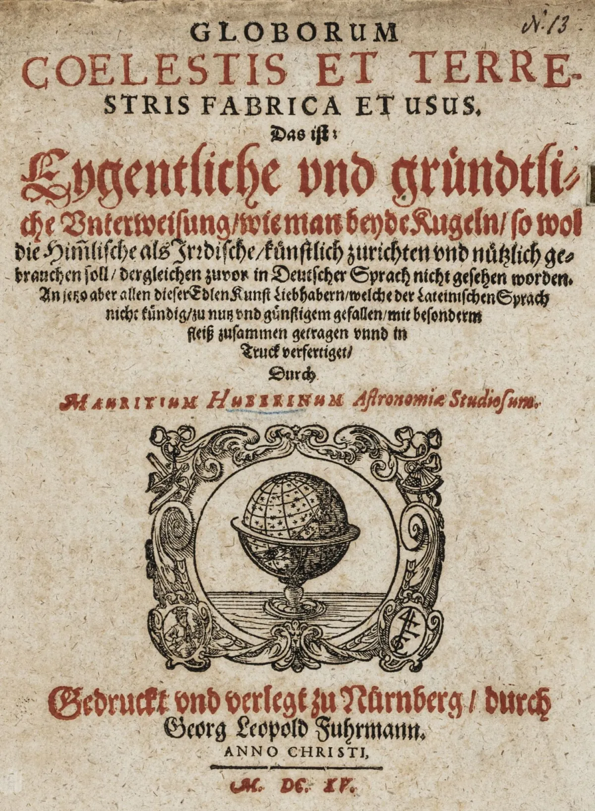 数学 – Huberinus, Moritz. Globorum coelestis et terrestris fabrica et usus. 即：关于如何…的准确详尽指导