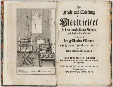 Medicin – Schäffer, Johann Gottlieb. Elektricitetens kraft og virkning i den menneskelige krop og dens sygdomme, især…