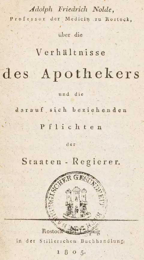 der Staaten-Regierer. Rostock og Leipzig, Stillersche Buchhandlung, 1805. 189 s., 1 bl. Papbind fra samtiden med rygtitel. Første udgave.…