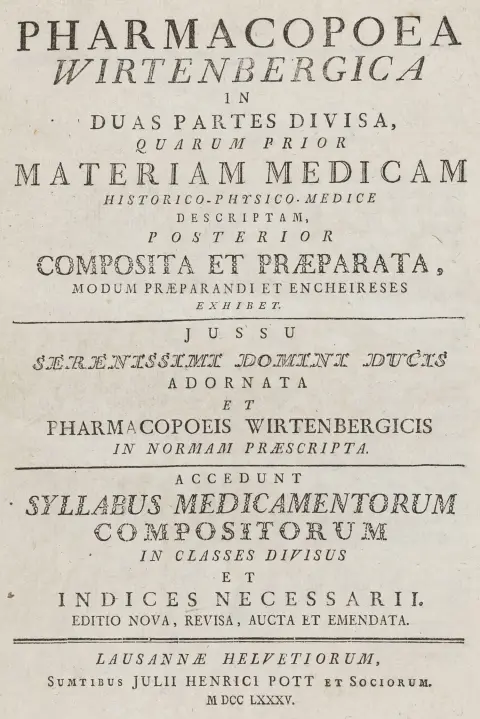 descriptam, posterior composita et praeparata ... Accedunt syllabus medicamentorum compositorum in classes divisus et indices necessarii.…