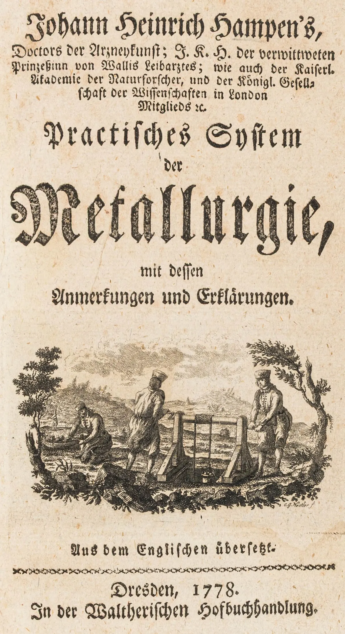 Mineralogie – Hampe, Johann Heinrich. Sistem practic al metalurgiei cu observațiile și explicațiile sale. Din engleză…