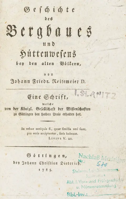 Teknik - Minedrift – Reitemeier, Johann Friedrich. Bjergværks- og hyttevæsenets historie hos de gamle folkeslag…