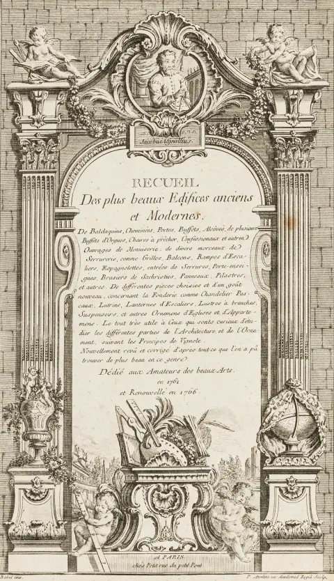 (s. 31, 55-83, 85-89, 91-93) av Charpentier etter Aveline, Babel, Blondel, Cochin, Mansart m.fl. Paris, Petit, 1767. Platestørrelse: ca. 35…