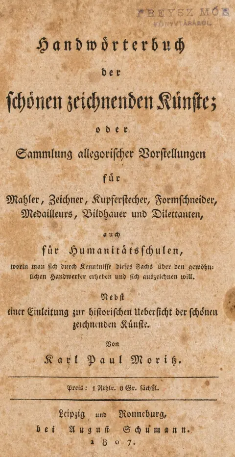 Tegnere, kobberstikkere, formskærere, medaljører, billedhuggere og dilettanter. Leipzig og Ronneburg, Schumann, 1807. VIII, 336 s. 18 x…