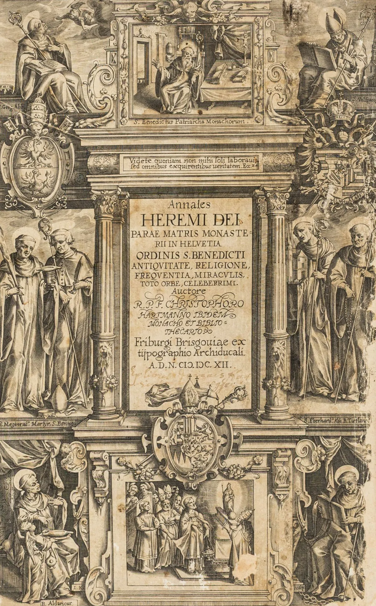 Hartmann, Christoph – Annales Heremi Dei Parae Matris Monasterii In Helvetia Ordinis S. Benedicti Antiquitate ... Mit Kupfertitel (im…