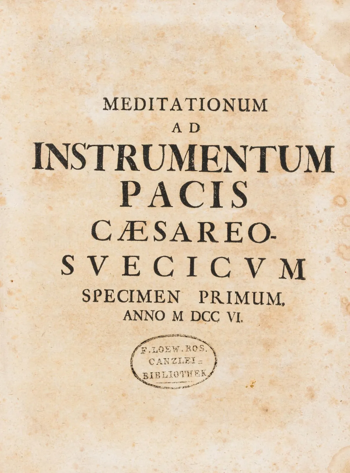 Henniges, Heinrich von – Meditationum ad Instrumentum Pacis Caesareo-Svecicum. Specimen 1-10. 3 volume. Halle, Renger, 1706-1712. 22 x 16,5…