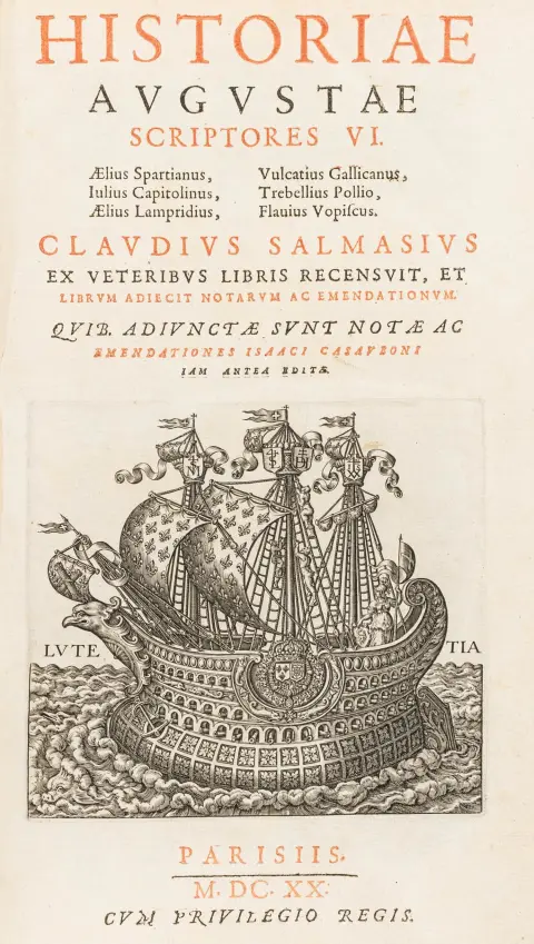 Pollio, Flavius Vopiscus. Claudius Salmasius ex veteribus libris recensuit, et librum adiecit notarum ac emendationum. Quib. adiunctae…