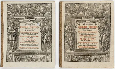 Kalender – Freund, Marcus. Ny og gammel astrologisk tysk krigs- og udenlandsk kongerigekalender ... For året 1660 (og 1665)