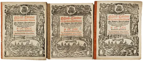 Kalender – Freund, Marcus. Ny og gammel skrivekalender med de vigtigste aspekter af alle planeter ... Til året 1665 (og 1669, 1670)