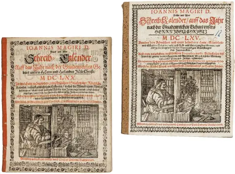 Kalender – Magirus, Johannes. Ny og gammel skrivekalender for året efter vor Herres og Frelsers Jesu nådige fødsel…
