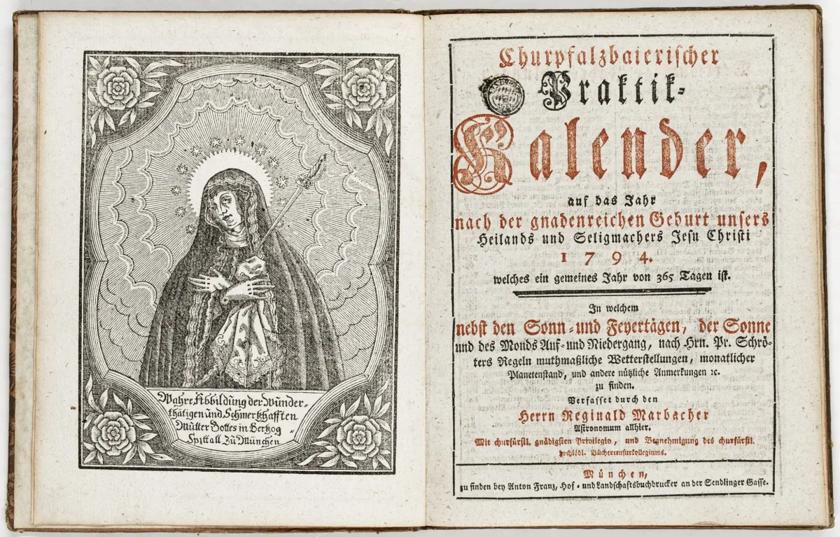 日历 – Marbacher, Reginald. 普法尔茨-巴伐利亚实用日历，用于...1794年...