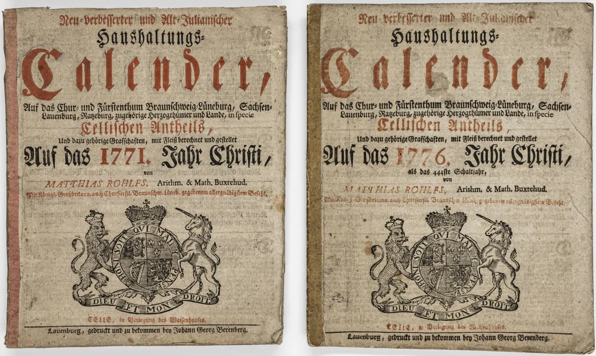 日历 – Rohlfs, Matthias. 新改良和旧儒略历家政日历，用于选侯国和公国...