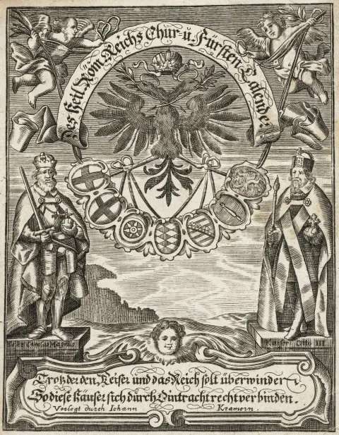 Kalender – Werner, Nicolaus Severinus. Neu- und Alter Deß Heiligen Römischen Reichs Chur- und Fürsten-Calender auf das Schalt-Jahr 1672.…