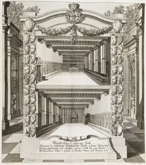 Meiern, Johann Gottfried von – Acta Pacis Westphalicae publica eller den westfalske freds handlinger og historie. 6 bind og...