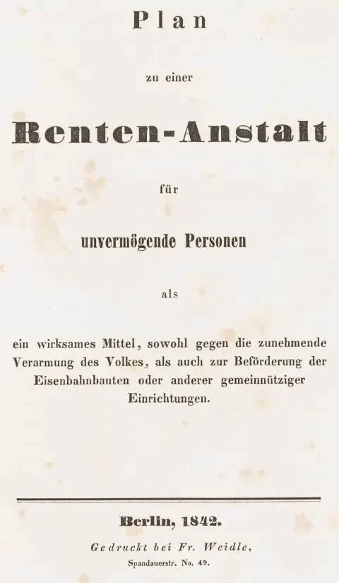 Statsvidenskab – Männling, C. Plan for en renteinstitution for ubemidlede personer som et effektivt middel, både mod den…