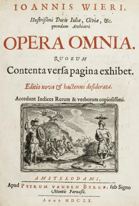 Hekse – Wier, Johannes. Opera Omnia. Editio nova. Med stukket titelvinjet, stukket portræt, 7 teksttræsnit og 1…