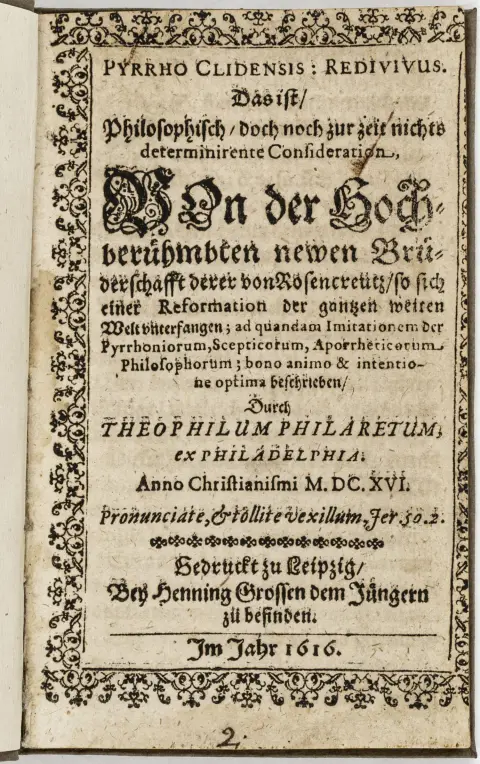 Occulta – Hoffmann, Gottlieb. Pyrrho Clidensis: Redivivus. Det vil sige en filosofisk betragtning, der endnu ikke fastslår noget…
