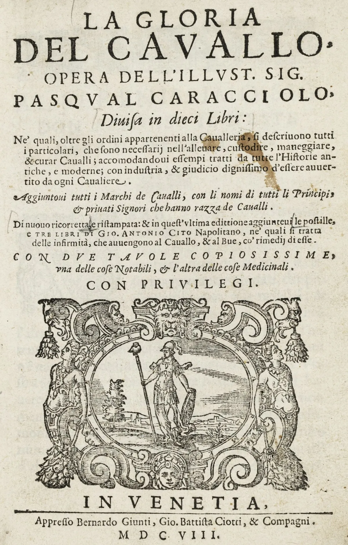 马 – Caracciolo, Pasqual. La Gloria del Cavallo。分为十卷……附两份详尽索引